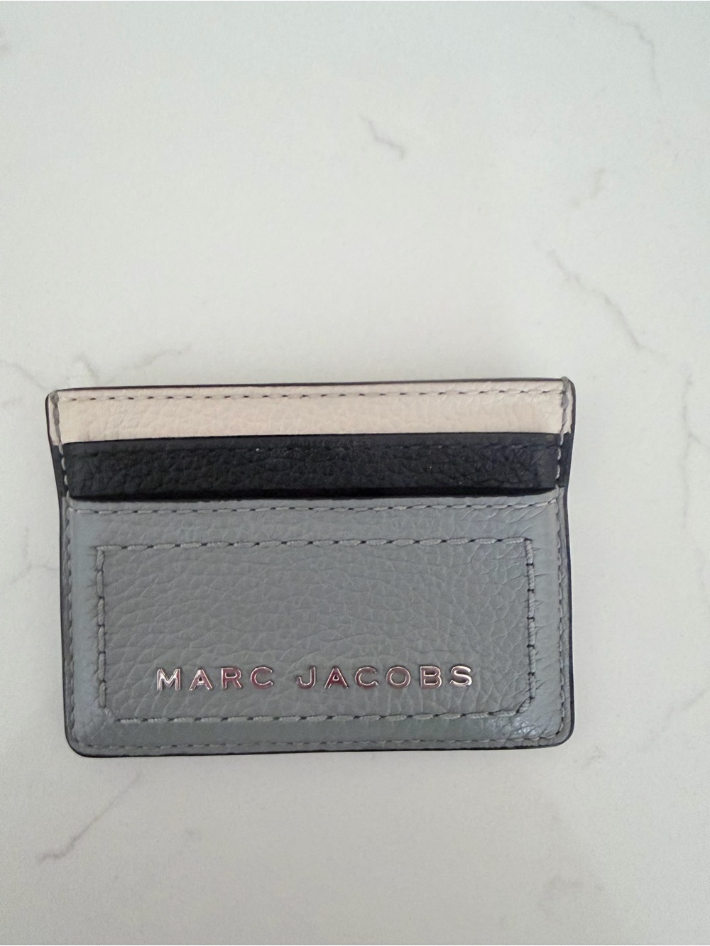 Marc Jacobs Tri-Tone Leather Card Holder - Gray, Black, Cream